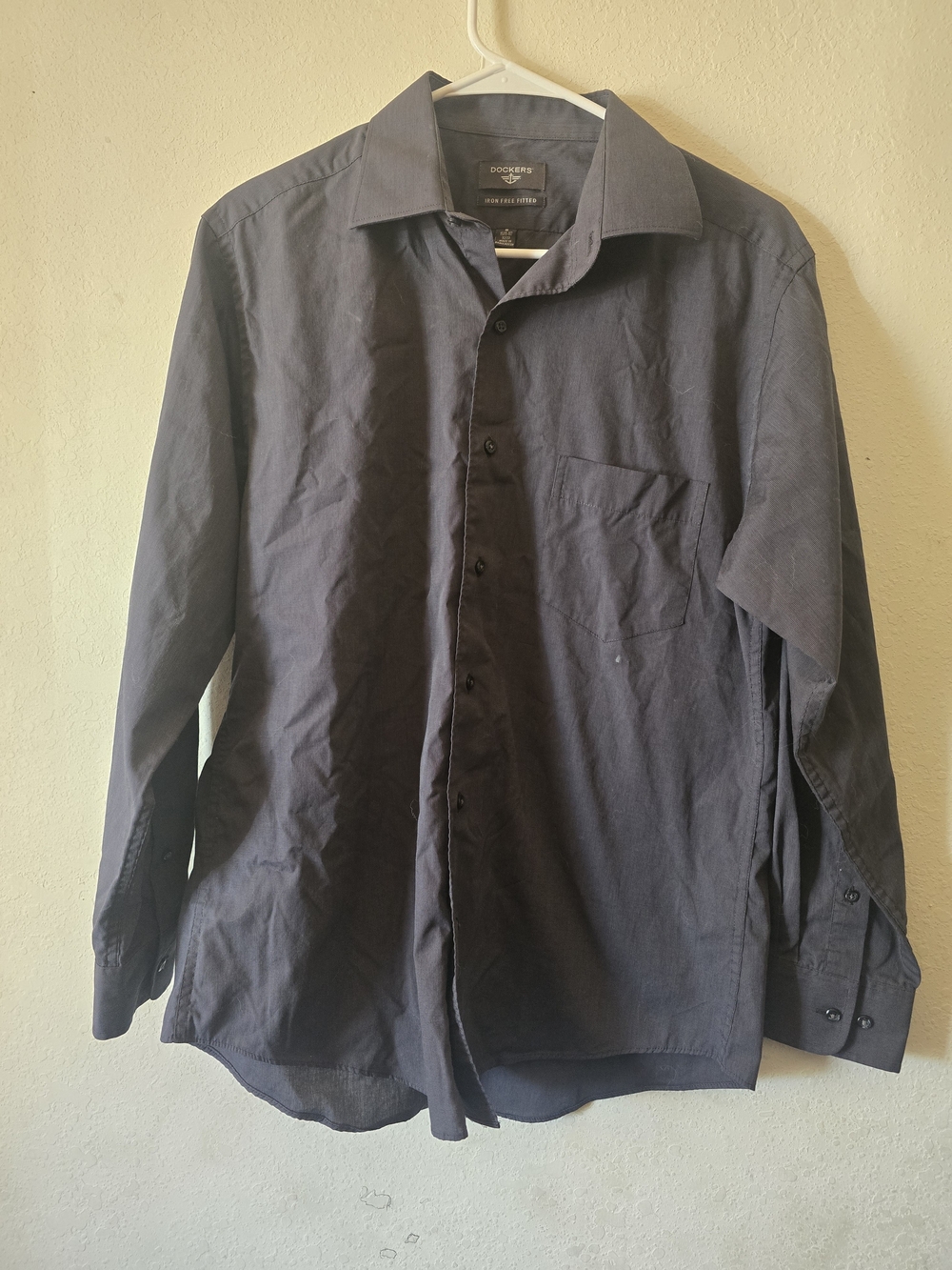 Dockers Navy Long-Sleeve Dress Shirt with Chest Pocket
